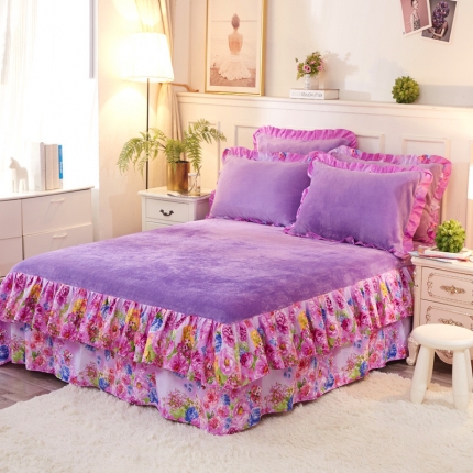 铠畅 2019韩版法莱绒床裙单床裙 爱的花海