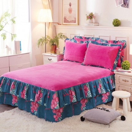 铠畅 2019韩版法莱绒床裙单床裙 火烈鸟