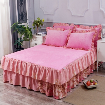 铠畅 2019韩版法莱绒床裙单床裙 锦簇