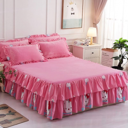 铠畅 2019韩版法莱绒床裙单床裙 你好喵