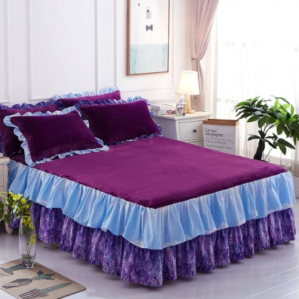 铠畅 2019韩版法莱绒床裙单床裙 薰衣草