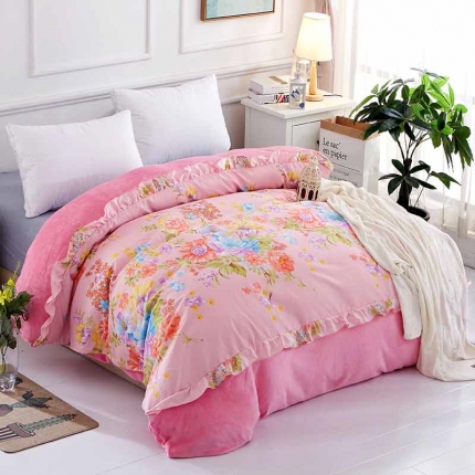 铠畅 2019韩版法莱绒床裙单被套 镜花水月