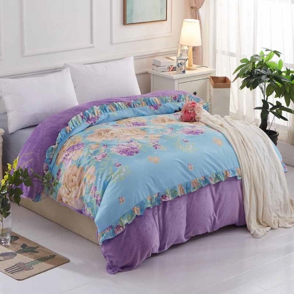 铠畅 2019韩版法莱绒床裙单被套 空谷幽兰