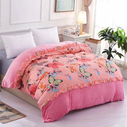 铠畅 2019韩版法莱绒床裙单被套 翩翩起舞