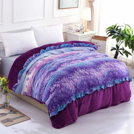 铠畅 2019韩版法莱绒床裙单被套 薰衣草