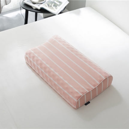 91家纺网 家纺一手货源 找家纺 境月枕芯 2018新款枕头枕芯深度按摩枕水洗棉条纹粉色