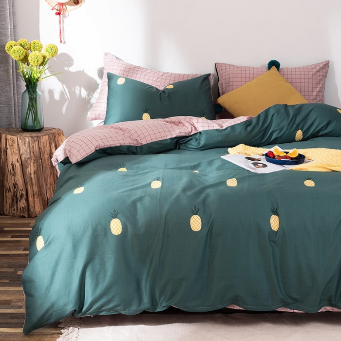 91家纺网 家纺一手货源 找家纺 HL原创秋冬全棉13070四件套升级版小清新系列夏威夷-墨绿