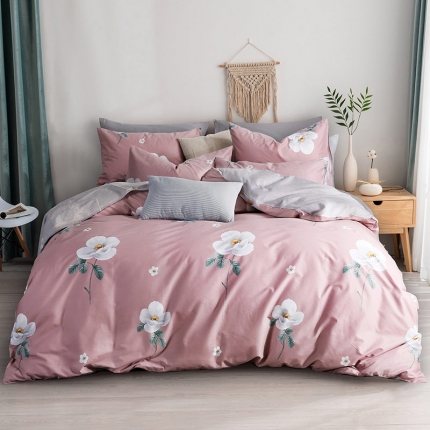 HL原创 秋冬全棉13070四件套升级版小清新系列 蓓蕾粉