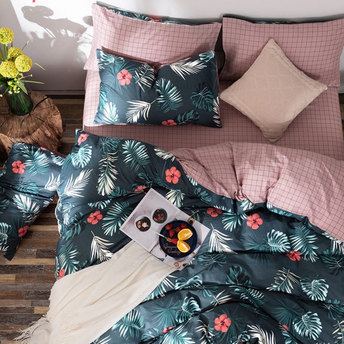 91家纺网 家纺一手货源 找家纺 HL原创 秋冬全棉13070四件套升级版小清新系列 挪威森林