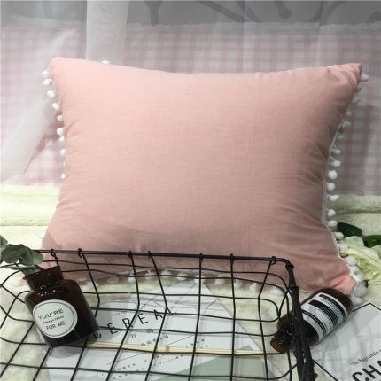 薏思家纺 水洗棉纯色方垫 抱枕含芯（50*50）樱花粉方垫