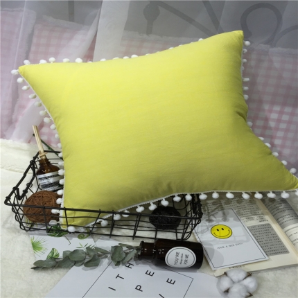 薏思家纺 水洗棉纯色方垫 抱枕含芯（50*50）荧光黄方垫