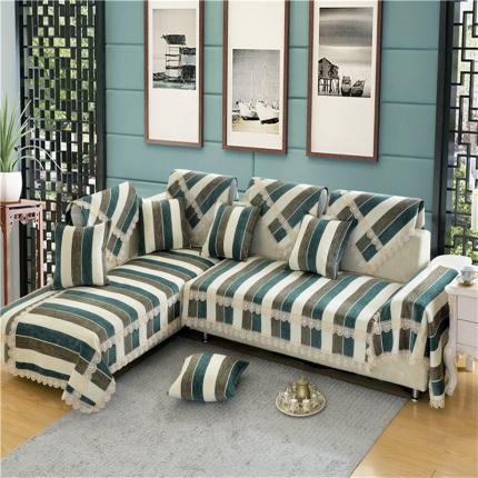 91家纺网 家纺一手货源 找家纺 启博家纺 2022防滑提花全盖雪尼尔沙发巾沙发垫沙发套沙发罩平安如意