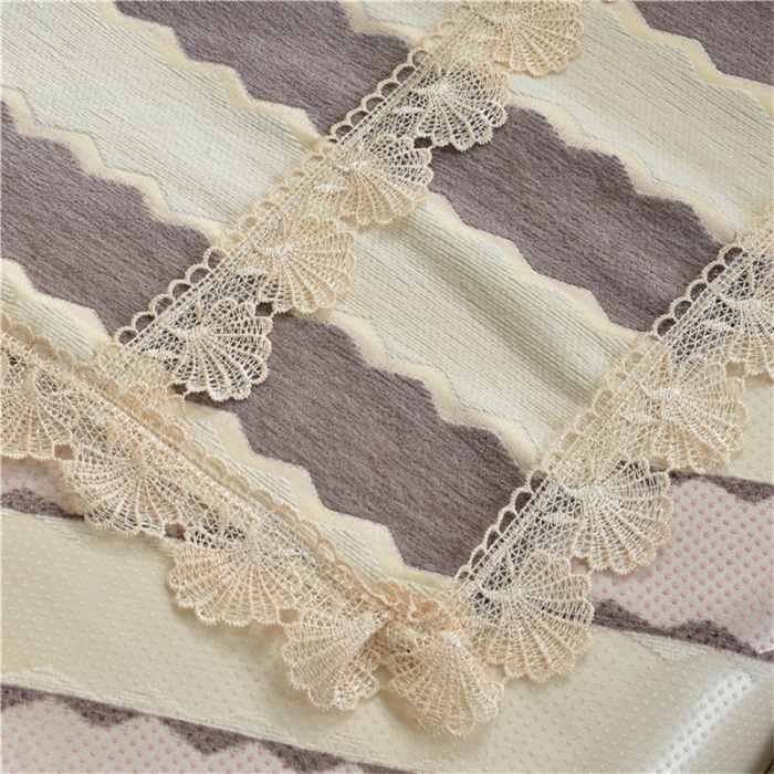 91家纺网 家纺一手货源 找家纺 启博家纺 2022防滑提花全盖雪尼尔沙发巾沙发垫沙发套沙发罩素菲-咖啡条