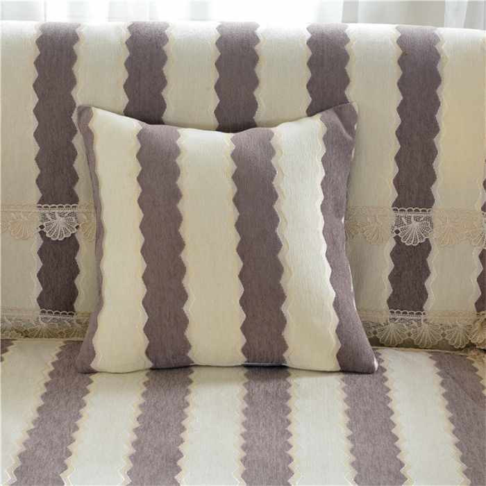 91家纺网 家纺一手货源 找家纺 启博家纺 2022防滑提花全盖雪尼尔沙发巾沙发垫沙发套沙发罩素菲-咖啡条