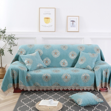 91家纺网 家纺一手货源 找家纺 启博家纺 2022欧式简约全盖雪尼尔沙发巾沙发垫沙发套沙发罩 清香疏影