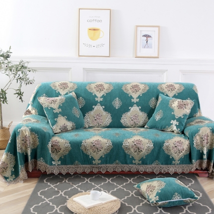 91家纺网 家纺一手货源 找家纺 启博家纺 2022欧式简约全盖雪尼尔沙发巾沙发垫沙发套沙发罩 私语