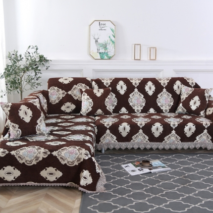 91家纺网 家纺一手货源 找家纺 启博家纺 2022欧式简约全盖雪尼尔沙发巾沙发垫沙发套沙发罩 一世情缘