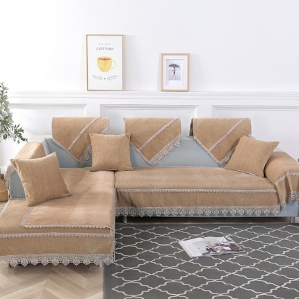 91家纺网 家纺一手货源 找家纺 （总）启博家纺 2022纯色全盖雪尼尔沙发巾沙发垫沙发套沙发罩