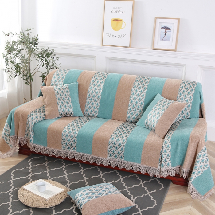 91家纺网 家纺一手货源 找家纺 启博家纺 2022欧式简约全盖雪尼尔沙发巾沙发垫沙发套沙发罩 兰亭序