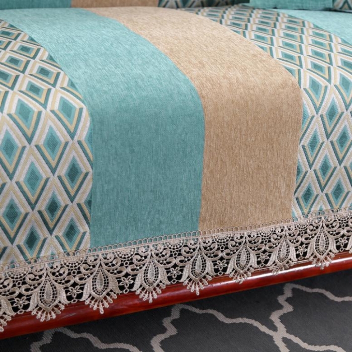 91家纺网 家纺一手货源 找家纺 启博家纺 2022欧式简约全盖雪尼尔沙发巾沙发垫沙发套沙发罩 兰亭序