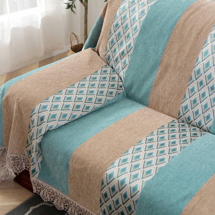 91家纺网 家纺一手货源 找家纺 启博家纺 2022欧式简约全盖雪尼尔沙发巾沙发垫沙发套沙发罩 兰亭序