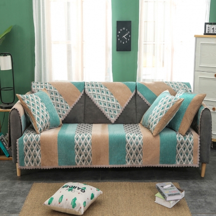 91家纺网 家纺一手货源 找家纺 启博家纺 2022全盖雪尼尔沙发巾沙发垫沙发套沙发罩 兰亭序