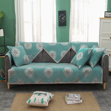 91家纺网 家纺一手货源 找家纺 启博家纺 2022全盖雪尼尔沙发巾沙发垫沙发套沙发罩 清香疏影