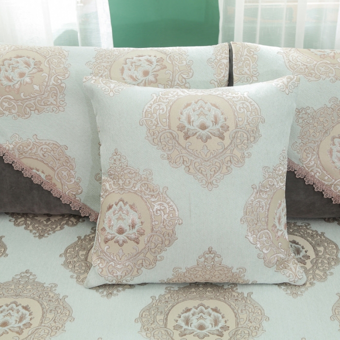 91家纺网 家纺一手货源 找家纺 启博家纺 2022全盖雪尼尔沙发巾沙发垫沙发套沙发罩 宝相花