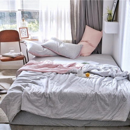 91家纺网 家纺一手货源 找家纺 （总）寐眠 2021新款纯色条纹针织棉夏被