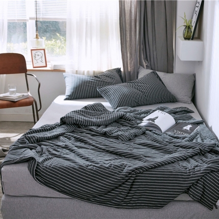 91家纺网 家纺一手货源 找家纺 （总）寐眠 2021新款纯色条纹针织棉夏被