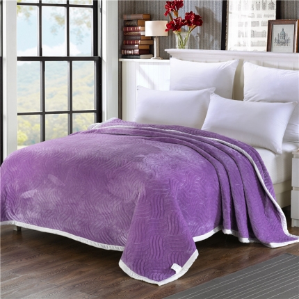 派先森家纺 双层绗绣复合毯 淡紫色