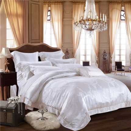 91家纺网 家纺一手货源 找家纺 赫本 丝绵系列套件伊莎贝尔-白