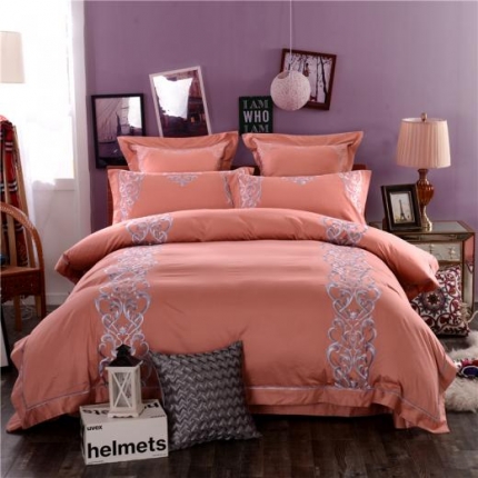 91家纺网 家纺一手货源 找家纺 艾莱家纺 长绒棉绣花四件套 喀秋莎