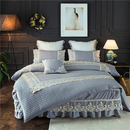 91家纺网 家纺一手货源 找家纺 菊上家纺 全棉水洗加棉四件套 灰尼