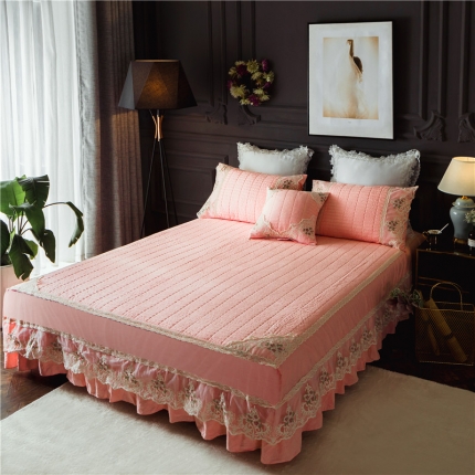 菊上家纺 全棉水洗加棉款床裙 雅柔