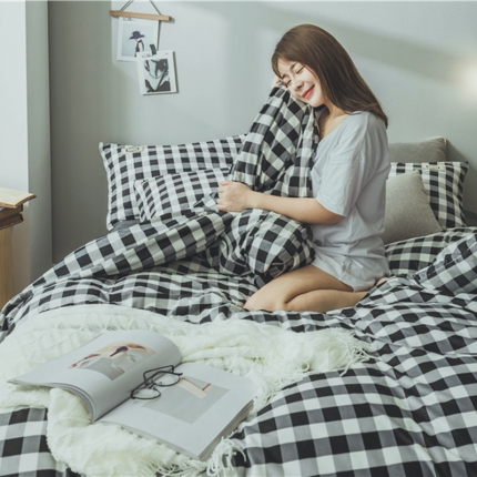 91家纺网 家纺一手货源 找家纺 （总）菊上家纺 2018-秋冬保暖绒-条格风四件套床笠款