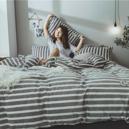 91家纺网 家纺一手货源 找家纺 （总）菊上家纺 2018-秋冬保暖绒-条格风四件套床笠款