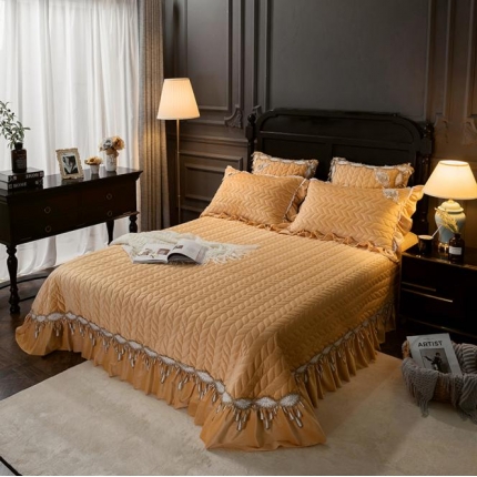 91家纺网 家纺一手货源 找家纺 （总）菊上家纺 2019法式浪漫夹棉加厚贵妃绒系列单品床盖