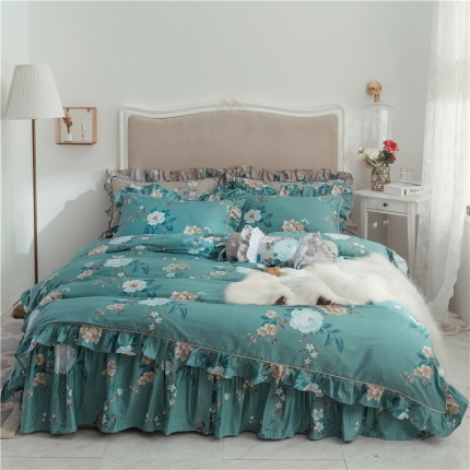 91家纺网 家纺一手货源 找家纺 菊上家纺 2019美式床裙四件套铂金系列 梦安娜