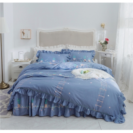 91家纺网 家纺一手货源 找家纺 菊上家纺 2019美式床裙四件套铂金系列 陌上花开