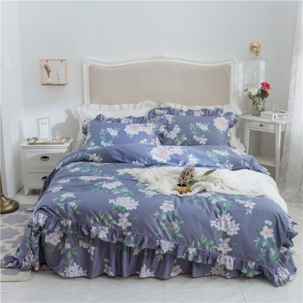 91家纺网 家纺一手货源 找家纺 菊上家纺 2019美式床裙四件套铂金系列 夜来香