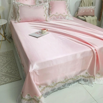 91家纺网 家纺一手货源 找家纺 菊上家纺 2019新款高档冰丝凉席三件套 粉玉色