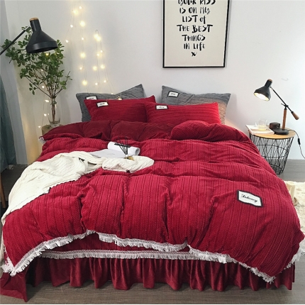 91家纺网 家纺一手货源 找家纺 （总）新款柔软法莱绒水晶绒牛奶绒针织绒系列四件套床单床笠款