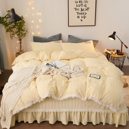 91家纺网 家纺一手货源 找家纺 （总）新款柔软法莱绒水晶绒牛奶绒针织绒系列四件套床单床笠款