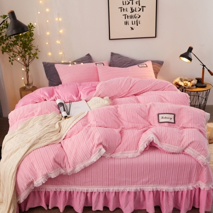 91家纺网 家纺一手货源 找家纺 （总）新款柔软法莱绒水晶绒牛奶绒针织绒系列四件套床单床笠款