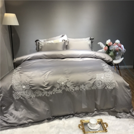 91家纺网 家纺一手货源 找家纺 芯贝儿家纺 爱丽丝四件套 灰色