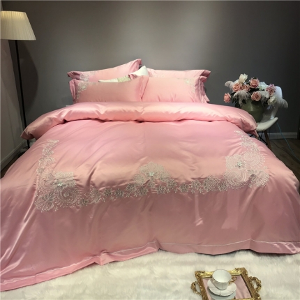 91家纺网 家纺一手货源 找家纺 芯贝儿家纺 爱丽丝四件套 粉色
