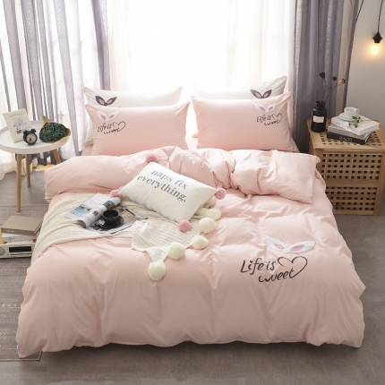 91家纺网 家纺一手货源 找家纺 （总）芯贝儿 2018新款网红款兔耳朵磨毛四件套床笠款