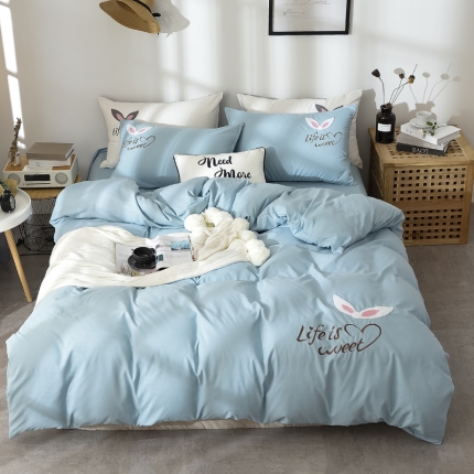 91家纺网 家纺一手货源 找家纺 （总）芯贝儿 2018新款网红款兔耳朵磨毛四件套床笠款