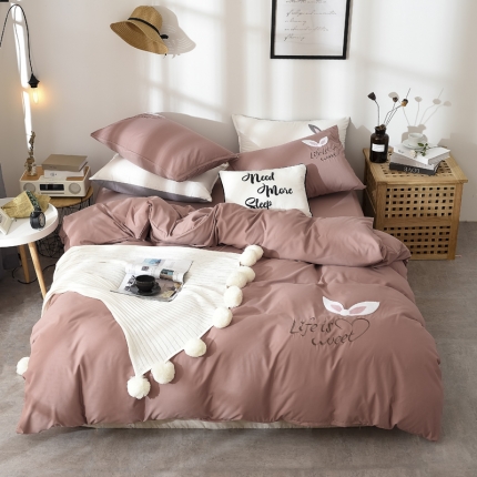 91家纺网 家纺一手货源 找家纺 （总）芯贝儿 2018新款网红款兔耳朵磨毛四件套床笠款